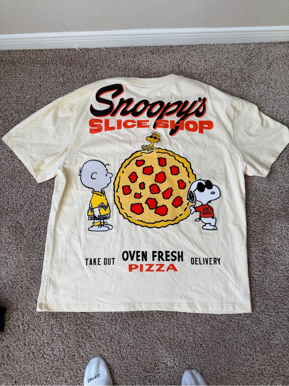NWT Snoopys Slice Shop Graphic Tee